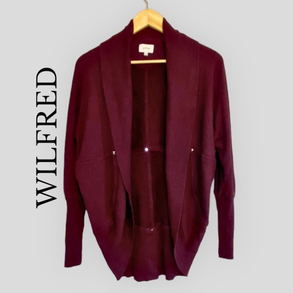 Aritzia Wilfred Diderot Cocoon Cardigan In Burgundy Open Front Top Sweater XS - Picture 2 of 9